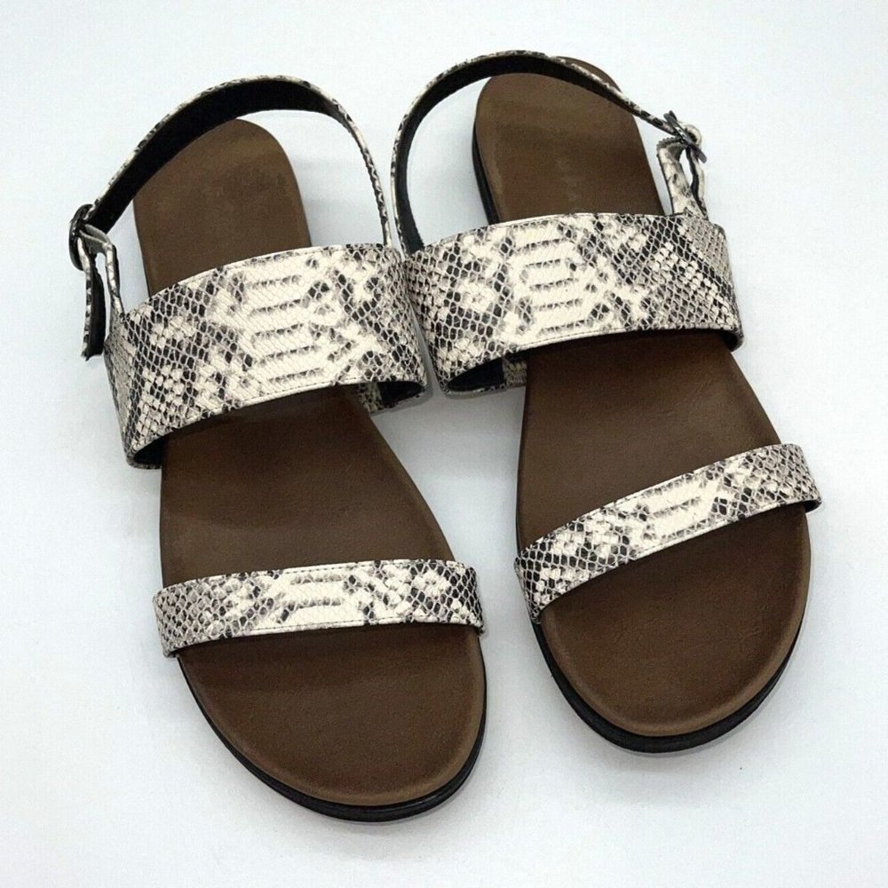 Rampage Sandals Womens 9 Flat Strappy Snake Print Ankle Strap